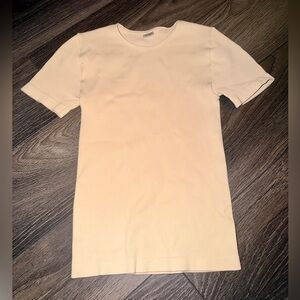 LIKE NEW Balmain Women’s Tan/Beige Short Sleeve Tight Fitted Ribbed Tee